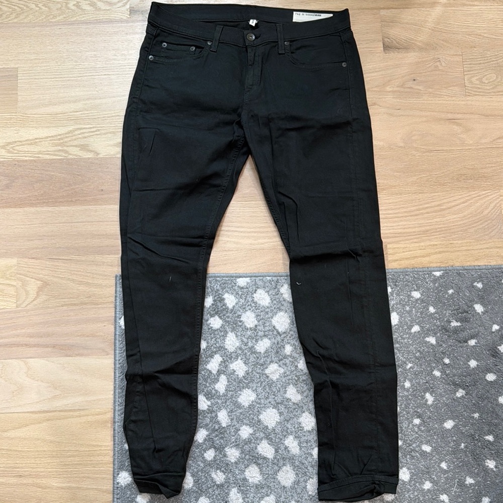 rag & bone Black Skinny Jeans with Distressed Details